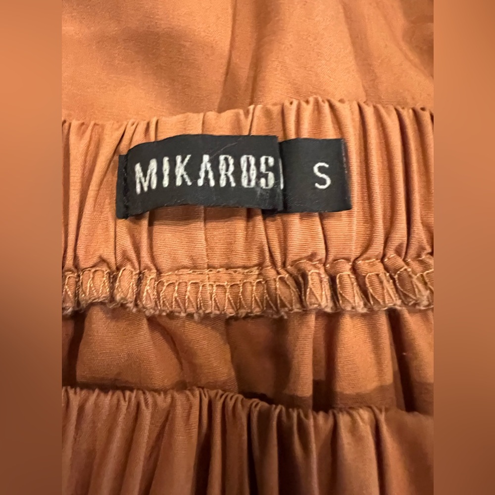 Mikarose Circle Tiered Button Skirt In Cognac Small - Picture 9 of 9
